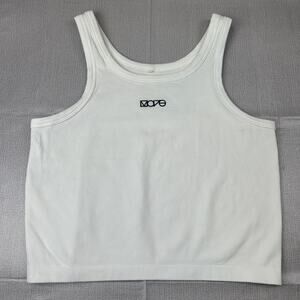 H&M Move Women’s Ribbed Cropped Tank Top White Size M Activewear Gym Athletic GC